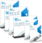 EHWINE 6 Pack Acrylic Sign Holders - 5 x 7, Double-Sided Stand Up Table Top Sign Holders, Clear Acrylic Picture Frame Menu Flyer Paper Display Stand for Office Business Store Wedding Party