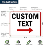 Custom Arrow,Custom Directional Sign, Right Arrow, 24x30 Inches, 55 mil thick HDPE (high density polyethylene) Made in USA by My Sign Center