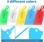 LeonBach 100 PCS Plastic Shipping Tags,1.46" x 2.48", Waterproof Labels Writable Hanging Tag with Sealing Strap,Shipping Cable Tie Label Tags for Keys Luggage Logistic Retail Inventory(Multicolored)