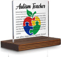 Autism Teacher Appreciation Gift, Special Education Teacher Thank You Sign for Classroom Desk Decor, Colorful Puzzle Apple Plaque PA067