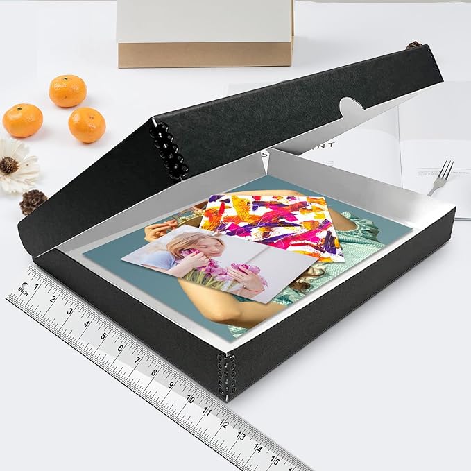 Lineco 11x14 Black Clamshell Archival Folio Storage Box. Acid-Free with Metal Edge, Preserve Photos or Documents, Crafts, DIY. (Pack of 2)