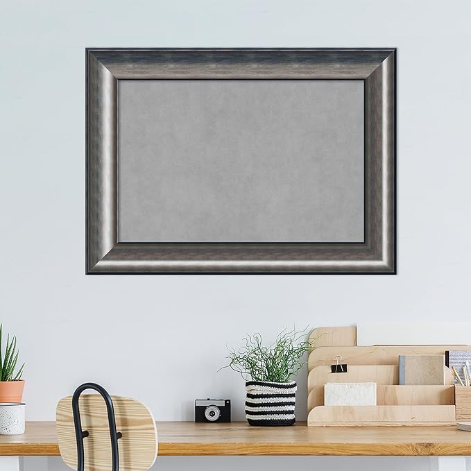 Amanti Art Silver Framed Magnetic Board 22x30 Medium Vision Board for use with Magnets, 100% Metal Sheet to Display Items as Office Decor or for Home Organization in mudroom, Kitchen or Kids Room