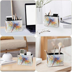 Famame Vintage Splash Dragonfly Pencil Holder for Desk, Leather Desktop Container Pen Cup Storage Study Table Pen Organizer Makeup Brushes Holder for Office Home