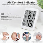 TXL Large Digital Hygrometer Indoor Thermometer with Humidity Gauge, Smart Room Temperature Humidity Sensor Monitor with Touch LCD Backlight for Home Office Warehouse Greenhouse Garden Wine Cellar