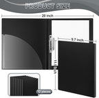 Teling 12 Pack Punchless Clamp Binder Folder 8.5 x 11 Inch Ringless Binder Holds with Pocket, Flexible Metal Clip and Poly Covers, 100 Letter Size Pages, for Work, School(Black)
