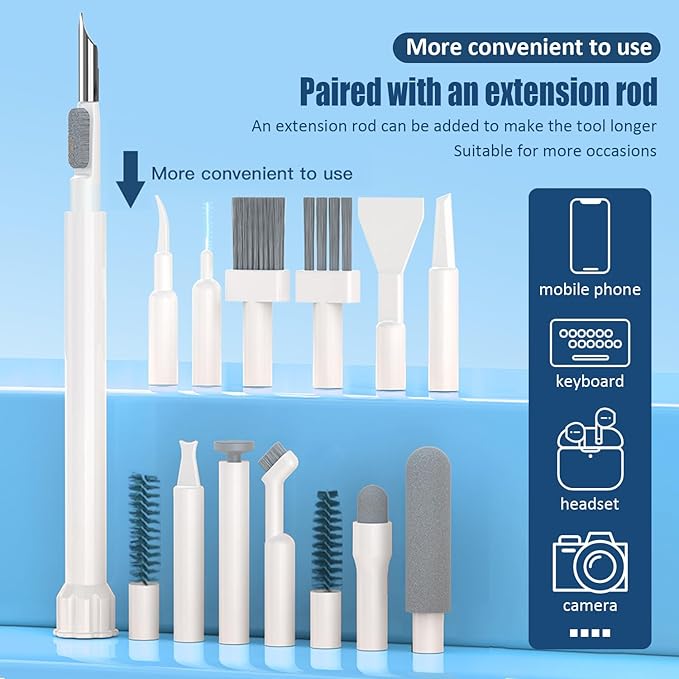 Keyboard Cleaning Kit Laptop Cleaner, 32-in-1 Computer Screen Cleaning Brush Tool, Multi-Function PC Electronic Cleaner Kit for iPad iPhone Pro, Earbuds, Camera Monitor(White)