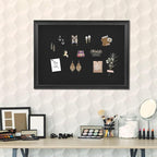 YCCYYCCY Bulletin Board with Felt, Black Wood Framed Display Bulletin Board for Walls with Pins, Eye Bolts, gaskets, Screws, Pin Board for Office, School and Home(MZB-BK,6090,1P)