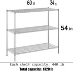 Regal Altair 24" Deep x 60" Wide x 54" Height Wire Shelving Kit | 3-Tier | NSF Commercial Storage Rack Unit
