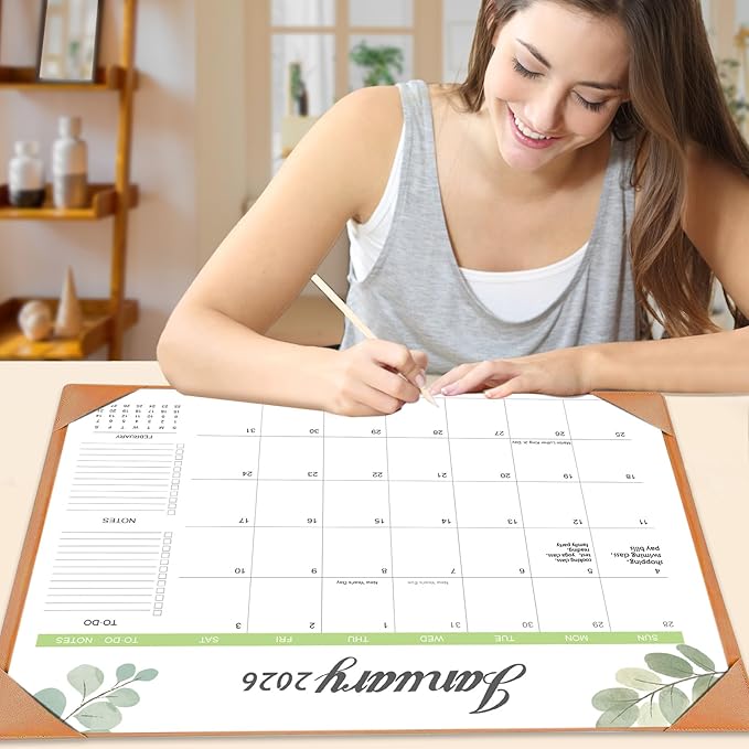 Desk Calendar 2026-2027 with Desk Mat – 22" x 17" Large Desk Pad Calendar Runs from January 2026 to June 2027, Office Supplies Desktop Monthly Calendar for Home & Office