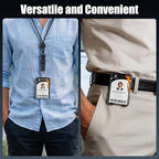 Oaridey Retractable Badge Holders, Magnetic Retractable Keychain with Carbon Fiber ID Card Holder (Holds 5 Cards), Heavy Duty Badge Reel with Phone Tether Tab, for Work and Daily Use