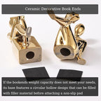 TYGKROF Decorative Bookends,Ceramic Statue Book Ends,Home Office Modern Bookends,Decor Aesthetic Reading Book Holders for Bookshelf,Bedroom Living Room Decoration Unique Bookends (Gold)