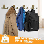 CBWLWJ 15 Pack Coat Hooks Wall Hooks for Hanging, Heavy Duty Double Prong Metal Hook Wall Mounted for Living Room, Bathroom, Kitchen, Bedroom for Coat, Bag, Scarf, Towel, Hat, Key, Cup (Bronze)