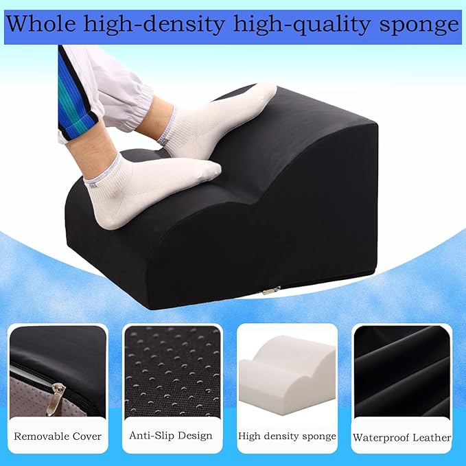 OpyTikar Foot Rest for Under Desk at Work.Multifunctional 3-Tier Foot Stool,With waterproof leather Footrest.For Under Desk,Office Chair Gaming Chair & Sofa,Leg Elevation Pillow,supports Posture-Black