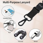 Fishent Breakaway Neck Lanyards for ID Badges, Adjustable Sturdy Round Cord Heavy Duty Key Lanyard with Detachable Buckle for Men Women Car Keys Card Holder (Black)