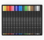 ARTEZA Inkonic Fineliners Fine Point Pens, Set of 24 Fine Tip Markers with Color Numbers, 0.4mm Tips, Ergonomic Barrels, Brilliant Assorted Colors for Coloring, Drawing & Detailing