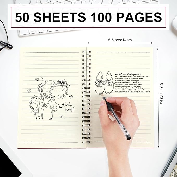 Yahenda Spiral Notebook Bulk A5 Journal Lined 8.3'' x 5.5'' Writing Composition Paper Small Notepad Subject Notebook for Students Office Business Back to School Supplies(Wine Red,18 Pcs)