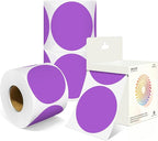 3 Inch Round Colored Dot Stickers, 2000 PCS, 4 Rolls in Dispenser Box - Purple Circle Color Coding Labels Dot Labels for Office, Home, Inventory Organizing