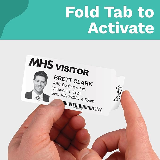 Threshold 3.25-inch Tab Expiring Visitor Badges on a Roll | 1 Roll (250 Badges) Compatible with Brother Direct Thermal Printers | Name Tag Stickers | Office & Secretary Supplies