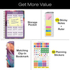 HARDCOVER 2026 Planner, 5.5"x8": 14 Months (November 2025 - December 2026), Daily Weekly Monthly Planner, Yearly Agenda, Bookmark, Pocket Folder and Sticky Note Set (Pastel Peacock)