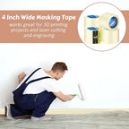 Fainne Masking Tape Bulk General Purpose Masking Painting Tape 55 Yards for Painting Home Office School Stationery Arts Crafts Basic Use, Easy Removal(4 Rolls,4 Inch)