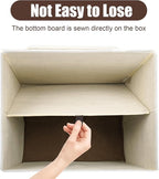 Large 17" 42 Quarts Collapsible Stackable Storage Bins with Lids [3-Pack] Foldable Fabric Linen Storage Boxes Cube, Closet Organizer Baskets with Label for Home (16.7 x 12 x 12", Brown & White)