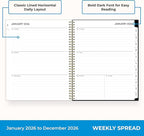 Blue Sky 2026 Weekly and Monthly Planner Calendar, January 2026 - December 2026, 8.5" x 11", Clear Pocket Cover, Laminated Tabs, Durable Twin Wire Binding, Storage Pocket, Baccara Dark