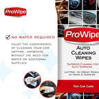 ProWipe Car Cleaning Wipes - Car Interior Cleaner, Dashboard Cleaner, 2x40-80 Count, Residue-Free Wipes for Interior Surfaces, From Dashboard to Leather Seats, Must Have Accessories