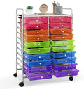Happygrill 20-Drawer Organizer Cart Tools, Mobile Utility Storage Cart with Removable Drawers & Lockable Wheels, Rolling Storage Cart with wheels for Home Office School (Rainbow)