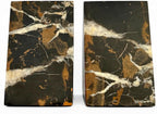 Ottimo Premium Polished Natural Marble bookends for use as Bookshelf Decor, Home, Office or Kitchen Shelves. Heavy, Triangular,and Modern Decorative Book Stopper with Anti-Slip Pads (Black Gold)
