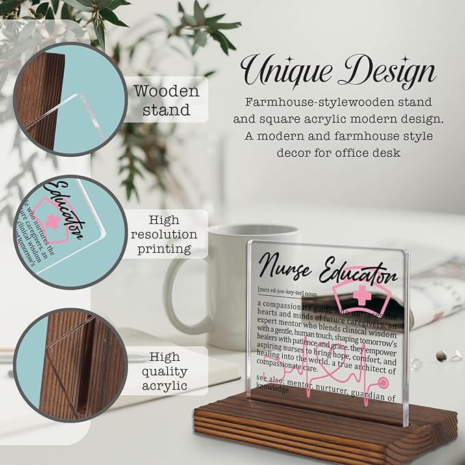 Nurse Educator Gifts, Thank You Desk Sign for Nursing Instructors and Mentors, Appreciation Plaque for Teacher Nurses, Graduation Office Decor Recognition Gift PA031