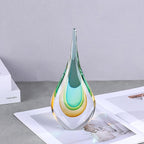 9" Tall Sculpture Hand Blown Glass Decor, Paperweight for Office Desk, Modern Glass Art Figurines Mediterranean Beach House Decor, Living Room Coffee Shelves Table Top Decoration (Light Green)