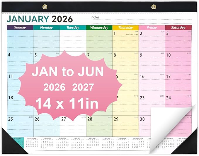Desk Calendar 2026-2027, 14" X 11" Desktop Calendar 2026-2027, 18 Months Calander Runs from Jan. 2026 to Jun. 2027, Academic Monthly Planner for Home School Office (Colorful)