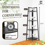 CAPHAUS Tall Corner Shelf Stand, 4-Tier Display Shelves, Ladder Corner Wood Storage Plant Bookshelf with Metal Frame, Versatile Shelving Unit Bookcase for Home Office Space, Black