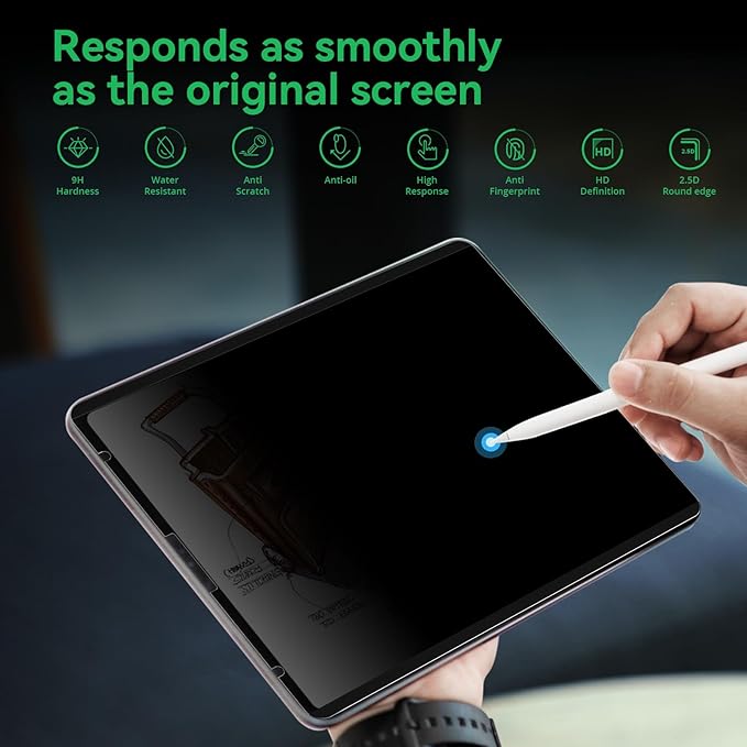 Magnetic Privacy Screen Protector Compatible with iPad Pro 12.9” 2018-2022 (6th/5th/4th/3rd Gen), Easy Install Shield Anti Glare Blue Light Spy Filter, Bubble-Free film Black Security Guard