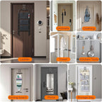 FYY Over The Door Hooks - 2 Pack Heavy Duty Dual-Hook Organizer Hanger with Non-Slip Rubber for Towels, Clothes, Hats & Bags Use in Bathroom, Bedroom, Kitchen - Fits Interior Doors Up to 1.6" Grey