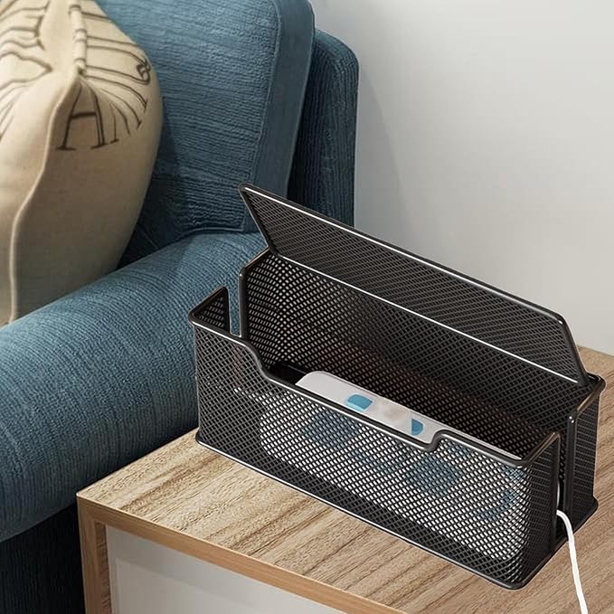 Yomjarl Cable Management Box,Desk Cable Organizer Box,No Installation Wire Cord Box Hider,Metal Mesh Cord Holder for Desk TV Computer USB Hub System to Cover and Hide & Power Strips & Cords
