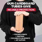 Paclord 3" x 12" Heavy-Duty Reinforced Cardboard Mailing Tube, Pack of 6 Tubes with 12 Caps – Secure USPS Approved – Great for Shipping and Storing of Prints, Artwork, Posters or Documents