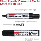 AojSup 20 Pack Jumbo Size Permanent Markers Bulk Permanent Markers Set Chisel Tip Pens Waterproof for Industrial Use Work on Wood Metal Plastic Stone Glass (Black)