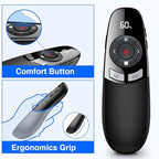 [Timer LCD Display] Rechargeable Presentation Clicker Wireless Presenter Remote w Laser Pointer Long Range Power Point Clicker Slide Clicker for Office Classroom Teacher