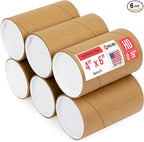 Paclord 4" x 6" Heavy-Duty Reinforced Cardboard Mailing Tube, Pack of 6 Tubes with 12 Caps – Secure USPS Approved – Great for Shipping and Storing of Prints, Artwork, Posters or Documents