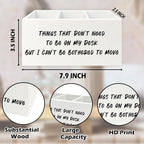 QZQE Funny Office Pen Pencil Holder Organizer for Desk, Humorous Gifts for Women Men, Funny But I Can't Be Bothered to Move Wooden Box Signs Decorations for Home Office Desk Tabletop