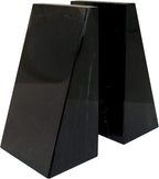 Ottimo Premium Polished Stone Marble 6" Book Ends for Bookshelf Decor, Home, Office or Kitchen Shelves. Heavy, Triangular, and Decorative Book Stopper with Anti-Slip Pads, Great Gift Idea (Black)