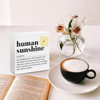 Sunshine Gifts for Women, Inspirational Gifts Human Sunshine Wood Box Sign, Thank You Gifts Appreciation Gifts for Teacher Friends Coworkers Nurse Christmas, Office Home Desk Cubicle Table Shelf Decor