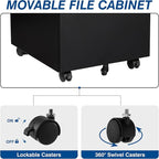 Fesbos 3 Drawer Vertical File Cabinet, Mobile Filling Cabinets with Lock for Legal/Letter Size, Pre-Built Office Storage File Cabinet with Wheels Under Desk - Fully Assembled