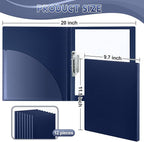 Teling 12 Pack Punchless Clamp Binder Folder 8.5 x 11 Inch Ringless Binder Holds with Pocket, Flexible Metal Clip and Poly Covers, 100 Letter Size Pages, for Work, School(Navy Blue)