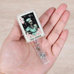 Funny Skeleton Nurse Badge Reel, Cute Retractable ID Card Badge Holder with Alligator Clip, Name Tag Medical Badge Buddy for RN ED ICU CNA LPN LVN MA ER OR Nursing Doctor Teacher Student Workers