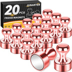 Junarter 20 Pack Magnetic Push Pins, Rose Gold Strong Fridge Magnets, Whiteboard Magnets, Refrigerator Magnets Strong, Dry Erase Board Magnets for Fridge, Whiteboard, Office, Classroom, Kitchen, Map