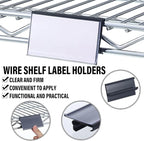 Kathfly 100 Pcs Wire Shelf Label Holders Compatible with Metro 1-1/4in Shelves, Plastic Wire Rack Label Holder 3 l x 1.25 H Price Tag Shelf Clips On, Black
