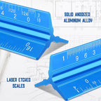 Macarrie 10 Pcs Architectural Scale Triangular Ruler 12" Architect Engineers Scale Ruler Set Aluminum Metal Ruler with Imperial Measurements for Architect Student Draftsman Engineer (Blue)