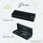 FANSTIK, Customized Fountain pen with name (MADE IN USA), stainless steel, black and Silver, luxury engraved pen personalized for men and for women. (Fountain Black-Silver)